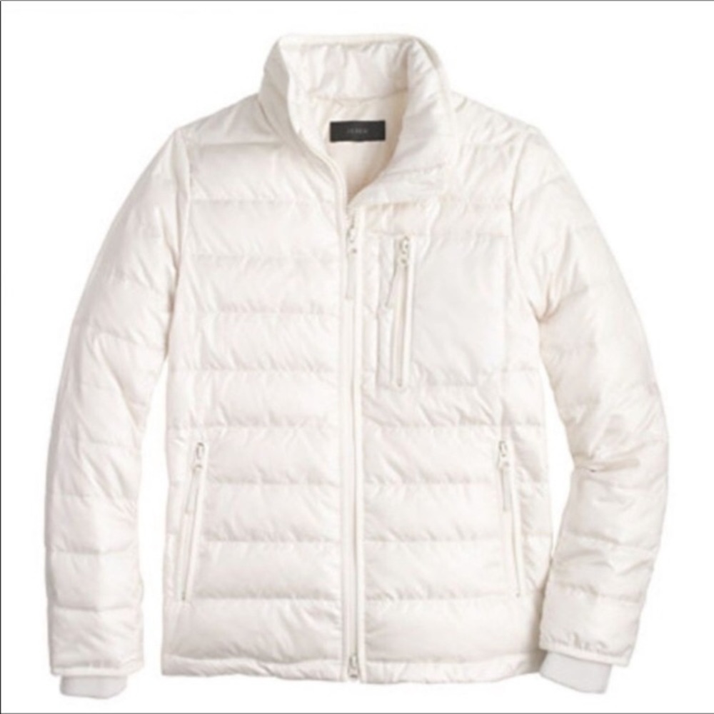 J.Crew lightweight ivory down puffer jacket, size small